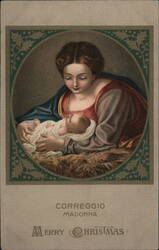 Correggio Madonna, Merry Christmas Postcard