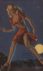 Woman on Roller Skates, "I Never Knew a Horse Could Run Out of Oats" Postcard