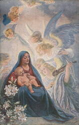 Christmas: Madonna and Child with Angels, by A. Liebscher Postcard