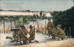 WWI Soldiers with Machine Gun & Poem: The Girl You Left Behind You Postcard