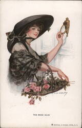 The Rose Maid, Woman with Basket of Roses Postcard