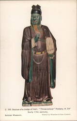 Statue of a Judge of Hell, Three-Colour Pottery, British Museum Postcard