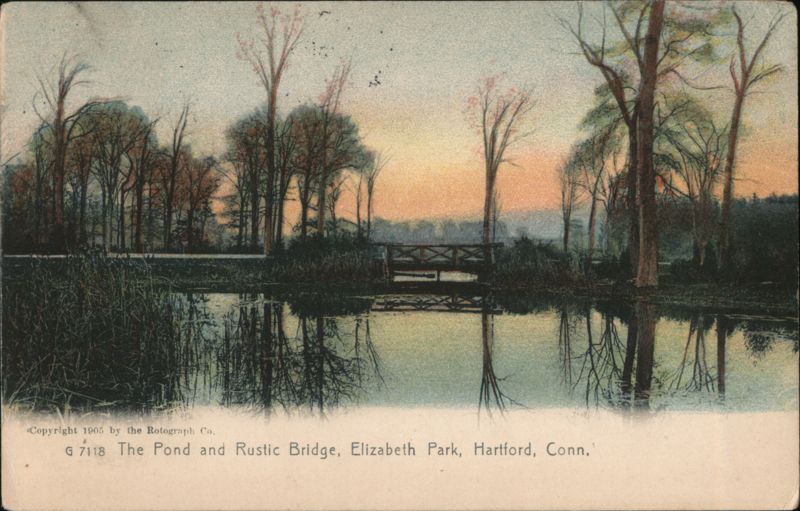 The Pond and Rustic Bridge, Elizabeth Park, Hartford, CT Connecticut