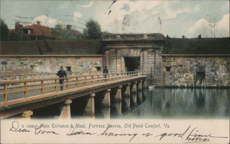 Main Entrance & Moat, Fortress Monroe, Old Point Comfort, VA Virginia