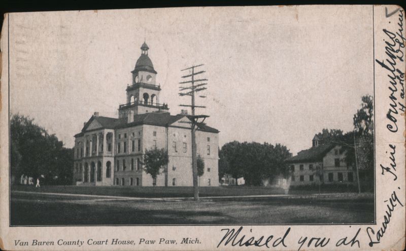Van Buren County Court House Paw Paw MI Michigan Postcard
