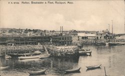 Harbor, Breakwater & Fleet, Rockport, MA Postcard