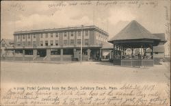 Hotel Cushing from the Beach, Salisbury Beach, MA Postcard