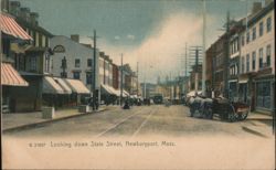 Looking down State Street, Newburyport, MA Postcard