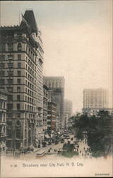 Broadway near City Hall, New York City Postcard