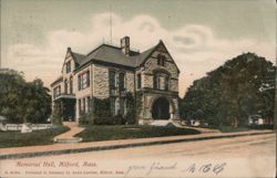 Memorial Hall, Milford, MA Postcard