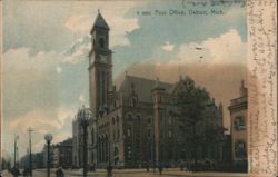 Post Office, Detroit, MI Postcard