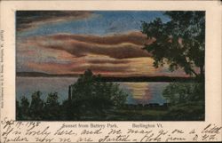 Sunset from Battery Park, Burlington VT Postcard