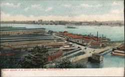 West Shore R.R. Depot and Ferry, Weehawken, NJ Postcard