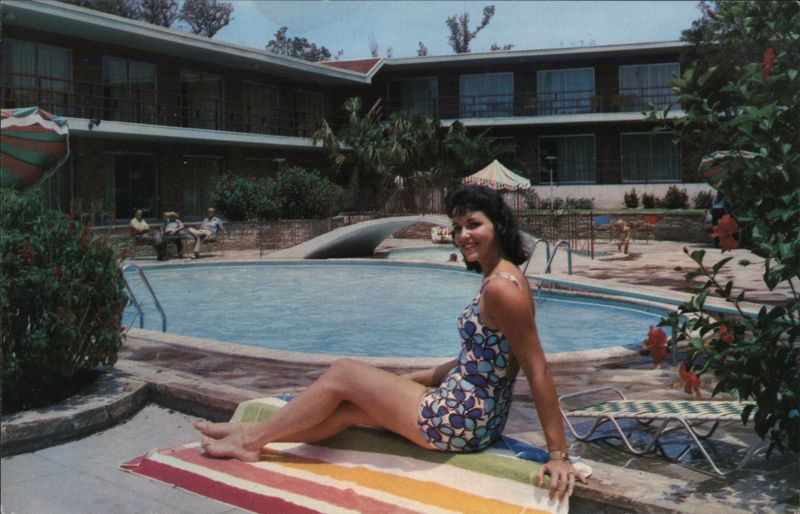 Poolside Scene at the Candlelight Inn, New Orleans, LA Louisiana