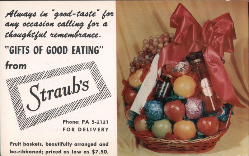 Straub's Fine Grocers Fruit Baskets Advertisement Advertising
