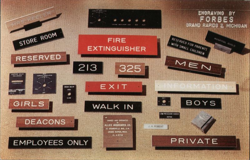 Engraving by Forbes, Grand Rapids, MI Michigan Advertising