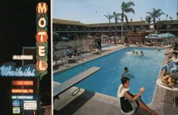 Waikiki Motel Pool Scene, Anaheim, CA Postcard