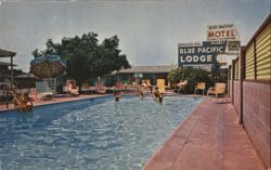 Blue Pacific Lodge Motel, Whittier, CA Postcard