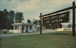 Entrance to United States Army Fort Jackson Postcard