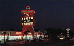 South of the Border 'Pedro' Neon Sign at Night Postcard
