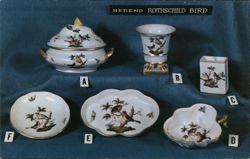 Herend Rothschild Bird Hand Painted Porcelain Advertisement Postcard