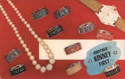 Kinney Co. Sweetheart Special School & Greek Letter Rings Postcard