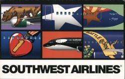 Southwest Airlines Specialty Planes Collage, 1999 Postcard