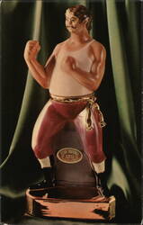 Ezra Brooks Whiskey Bare-Knuckle Boxer Decanter Postcard