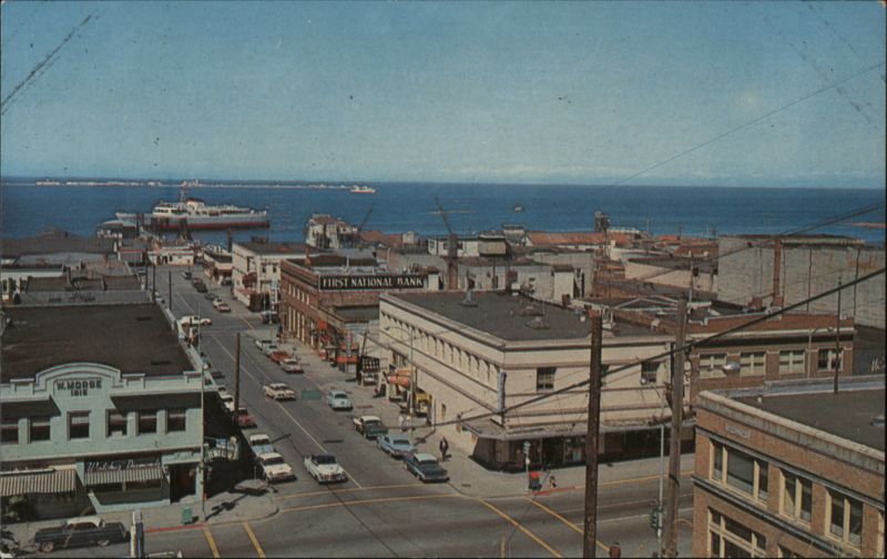 Bird's-Eye View of Port Angeles with Black Ball Ferry COHO Washington