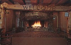 Interior of Ruby's Inn Lodge with Huge Fireplace Postcard