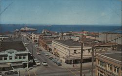 Bird's-Eye View of Port Angeles with Black Ball Ferry COHO Postcard