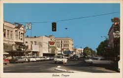Busy Downtown Corner, The Cherry-blossom City Postcard