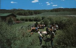 Outdoor Barbecue at Circle S Ranch, Cora, WY Postcard