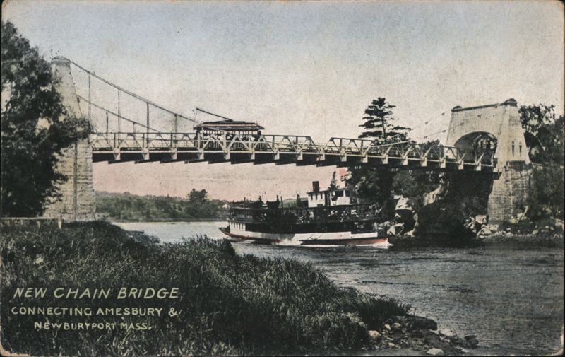 New Chain Bridge, Amesbury & Newburyport, Mass. Massachusetts
