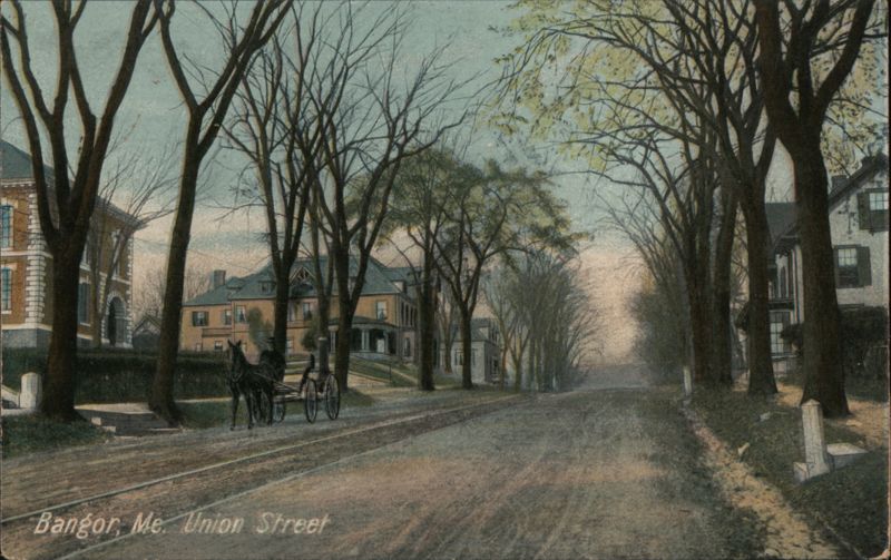 Horse-drawn Carriage on Union Street, Bangor, ME Maine