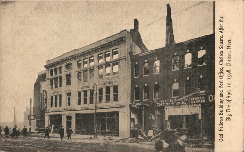 Odd Fellows Building & Post Office After the Big Fire of 1908 Chelsea Massachusetts