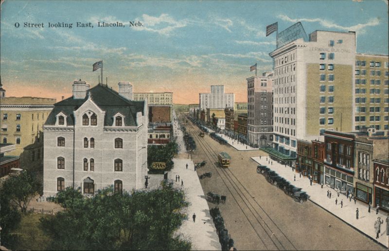 O Street looking East, Lincoln, Neb. Nebraska