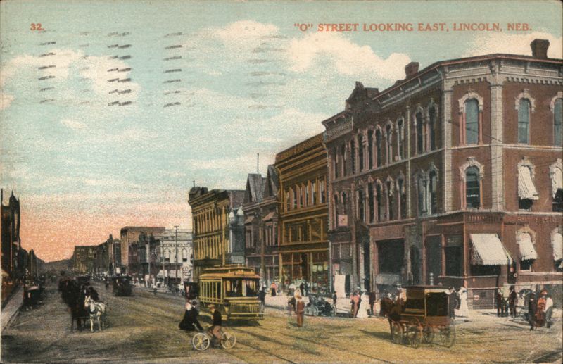 O Street Looking East, Lincoln, NEB. Nebraska