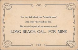 Long Beach, CAL., For Mine Poem Postcard