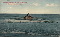 Salisbury Beach U. S. Life Saving Crew Drilling Postcard