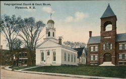 Congregational Church & Court House, Plymouth, NH Postcard