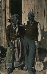 Old Chums, Elderly African American Couple with Banjo Postcard