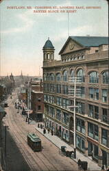 Congress St., Looking East, Showing Baxter Block, Portland, ME Postcard