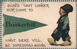 "Come To Bunkerhill" Dutch Boy Comic Postcard