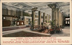 Lobby, Hotel Martha Washington Postcard