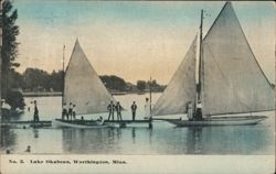 Sailboats at a Dock on Lake Okabena, Worthington, MN Postcard