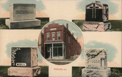 Moore Monuments Tombstone Advertising, Sterling, IL Postcard