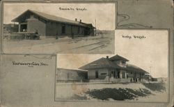Santa Fe and Katy Railroad Depots, Farmersville, TX Postcard