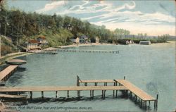 Wolf Lake, Boat and Bathing Houses, Docks etc., Jackson Postcard