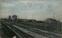 Railroad Scene with Signal Tower, Sedalia, MO Postcard